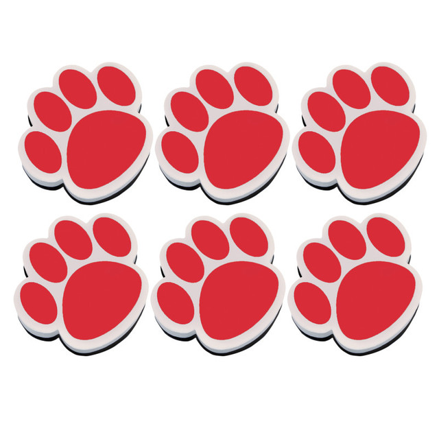 ASHLEY PRODUCTIONS Ashley Productions® Magnetic Whiteboard Eraser, Red Paw, Pack of 6
