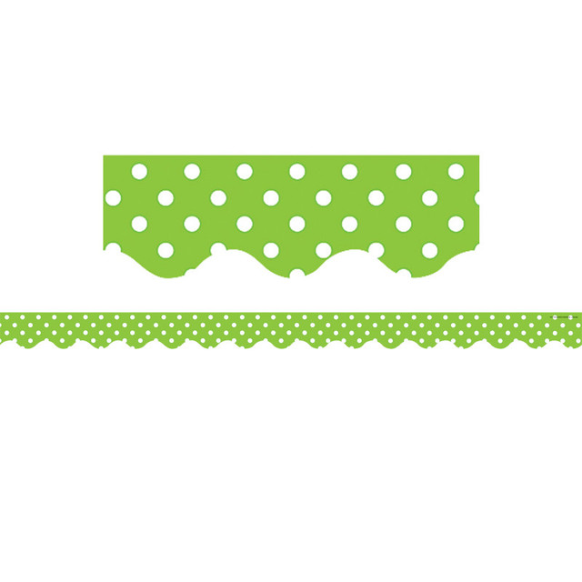 TEACHER CREATED RESOURCES Teacher Created Resources® Lime Polka Dots Scalloped Border Trim, 35 Feet