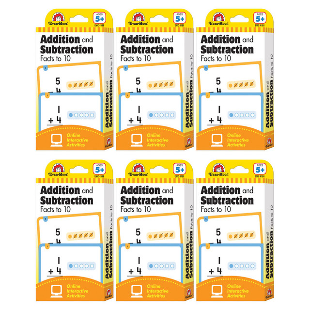 EVAN-MOOR Evan-Moor Educational Publishers Learning Line: Addition and Subtraction Facts to 10, Grade 1+ (Age 5+) - 56 Flashcards Per Pack, 6 Packs