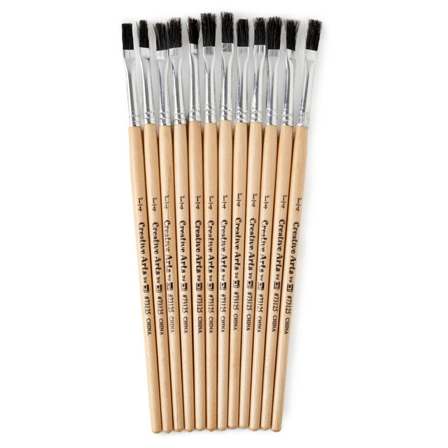 ADVANTUS Charles Leonard Easle Brushes, 1/4" Wide, Stubby Handle, Natural Bristles, Pack of 12
