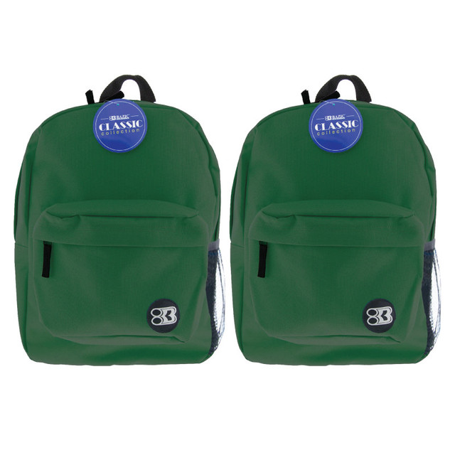 BAZIC PRODUCTS BAZIC Products® Classic Backpack 17" Green, Pack of 2