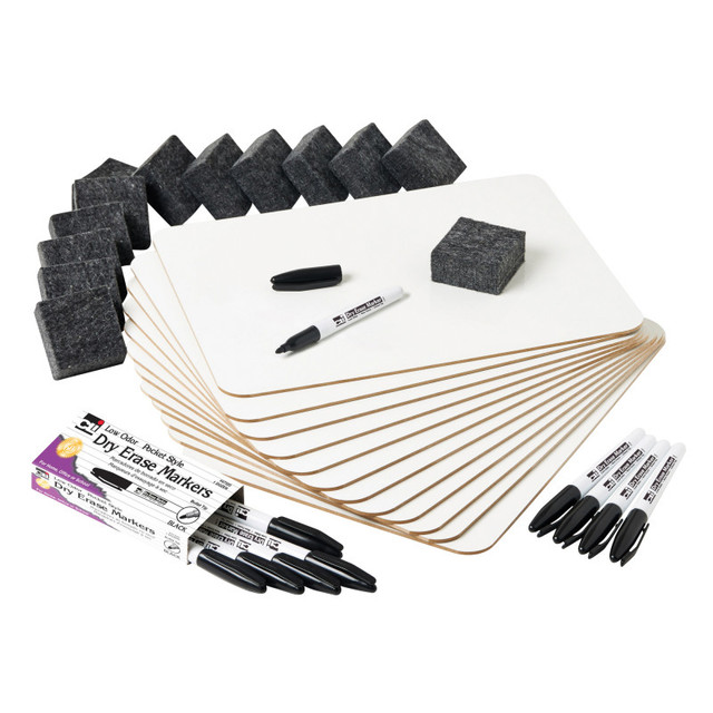 ADVANTUS Charles Leonard Dry Erase Lapboard Class Pack, Plain 1-Sided Boards, Markers & Erasers, Pack of 12