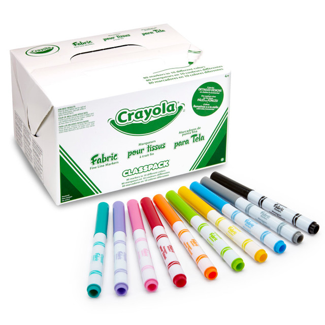 CRAYOLA LLC Crayola® Fabric Markers, Fine Line, 10 Colors, 80 Count