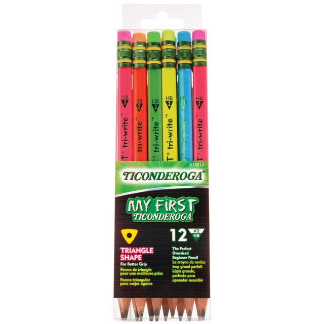 DIXON TICONDEROGA CO Ticonderoga® My First® Tri-Write™ Wood-Cased Pencils, Neon Assorted, 12 Count