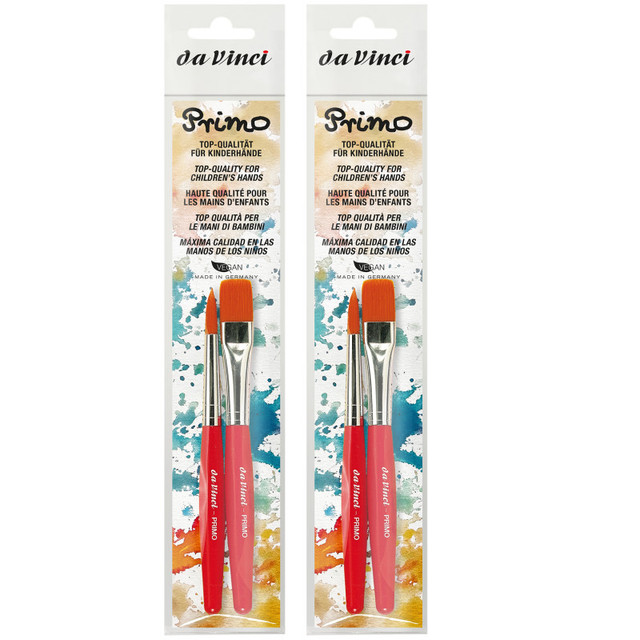 GREGORY DANIELS FINE ARTS INC da Vinci PRIMO Preschool Brushes, Synthetics, Tempera, Red Handles, Assorted Sizes, 2 Per Set, 2 Sets