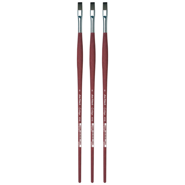GREGORY DANIELS FINE ARTS INC da Vinci COLLEGE Student Brush, Synthetic, Acrylic & Oil, Flat, Series 8740, Size 8, Pack of 3