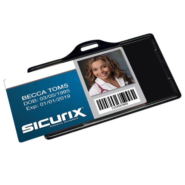 BAUMGARTENS INC SICURIX Badge Dispensers, Horizontal, Black, Pack of 25