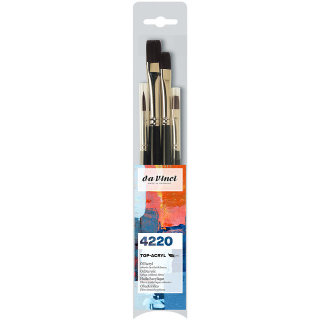 GREGORY DANIELS FINE ARTS INC da Vinci TOP-ACRYL Red-Brown Brushes, Synthetic, Oil & Acrylic, 4 Brush Set