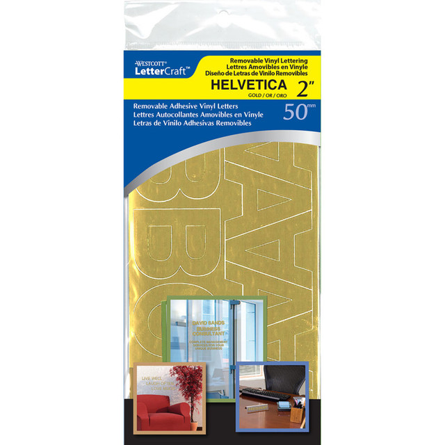ACME UNITED CORPORATION Westcott® LetterCraft Removable Vinyl Lettering Helvetica, 2-Inch, Gold