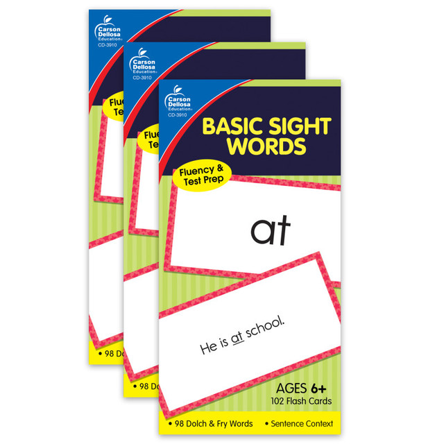 CARSON DELLOSA EDUCATION Carson Dellosa Education Basic Sight Words Flash Cards, 3 Packs