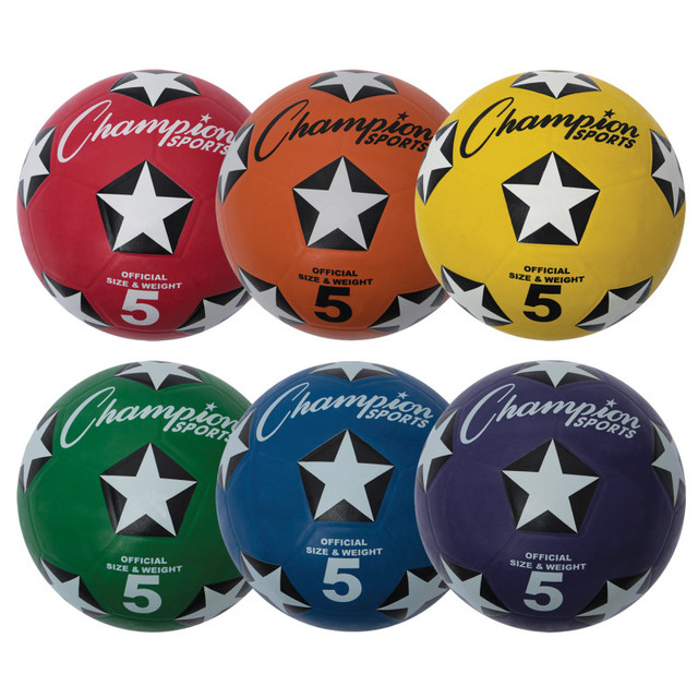 CHAMPION SPORTS Champion Sports Rubber Cover Soccer Ball Set, Size 5, Set of 6