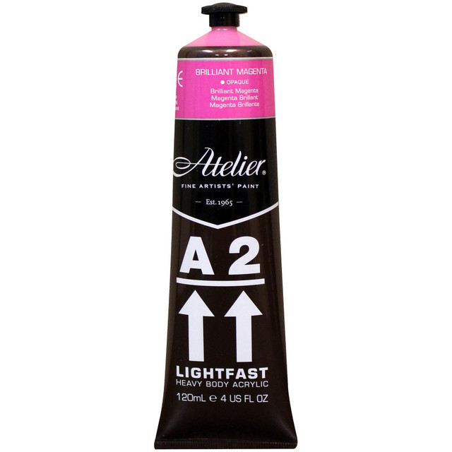 CHROMA INC Atelier A2 Heavy Body Lightfast Artist Acrylic, 4 oz., Brilliant Magenta