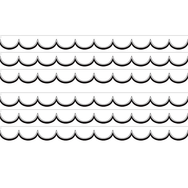 TEACHER CREATED RESOURCES Teacher Created Resources® White with Black Scalloped Die-Cut Border Trim, 35 Feet Per Pack, 6 Packs