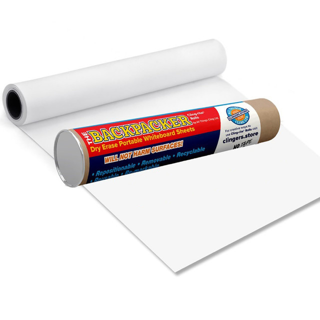 ALL THINGS CLING LTD Clingers® Backpacker Cling-rite® Roll, 12" x 18" Perforated Sheets, 30 Dry-Erase Sheets