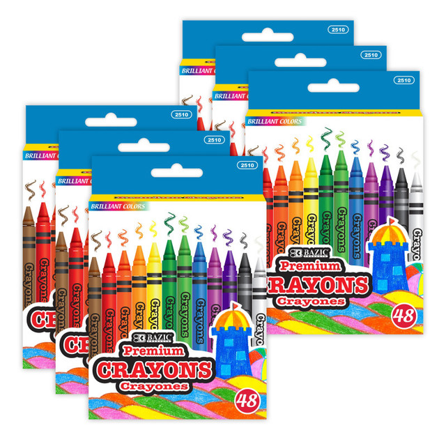 BAZIC PRODUCTS BAZIC Products® Premium Crayons, 48 Per Pack, 6 Packs