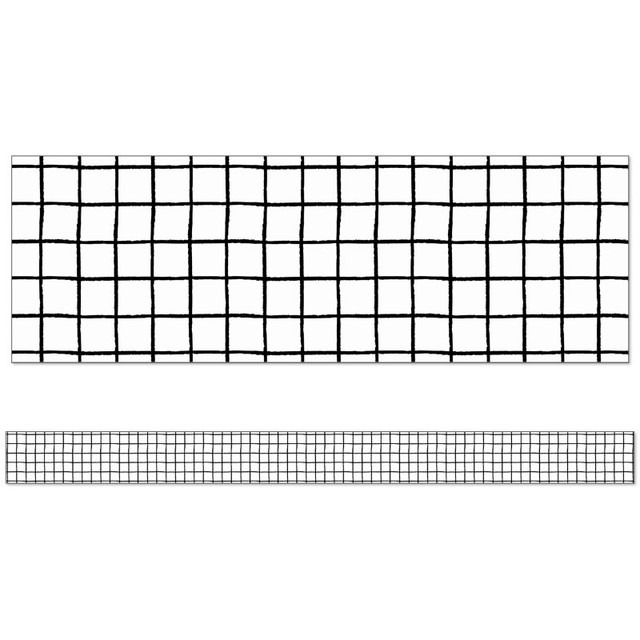 CARSON DELLOSA EDUCATION Happily Ever Elementary Creatively Inspired Black & White Grid Straight Borders, 36 Feet