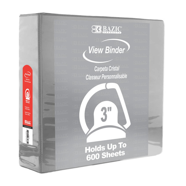BAZIC PRODUCTS BAZIC Products® Slant D Ring View Binder with 2 Pockets, 3", Gray