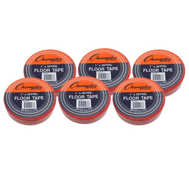 CHAMPION SPORTS Champion Sports Floor Marking Tape, 1" x 36 yd, Red, 6 Rolls