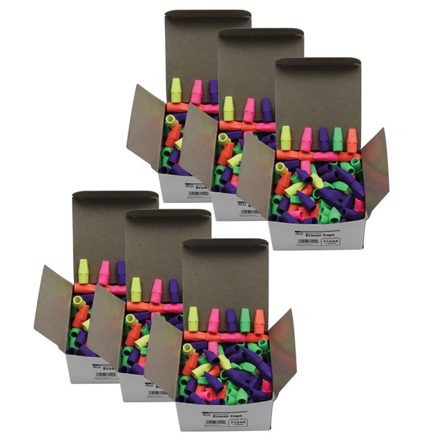 ADVANTUS Charles Leonard Pencil Eraser Caps, Latex Free, Assorted Colors, 144 Per Box, 6 Boxes