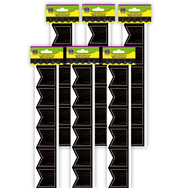 TEACHER CREATED RESOURCES Teacher Created Resources® Modern Farmhouse Black Pennants Die-Cut Border Trim, 35 Feet, 6 Packs