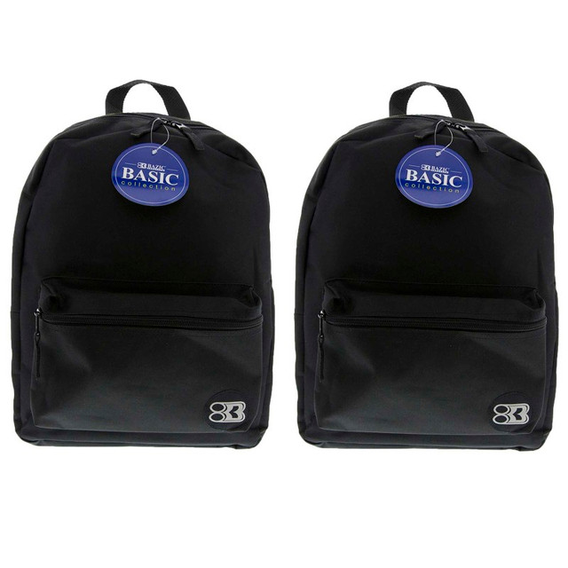 BAZIC PRODUCTS BAZIC Products® Basic Backpack, 16", Black, Pack of 2