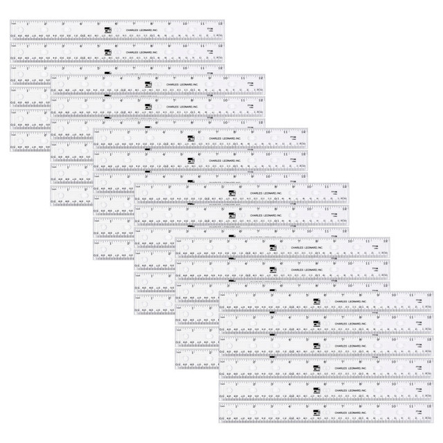 ADVANTUS Charles Leonard Plastic Ruler, 12-Inch, Clear, Pack of 36