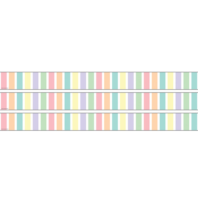 TEACHER CREATED RESOURCES Teacher Created Resources® Pastel Pop Stripes Straight Rolled Border Trim, 50 Feet, 3 Rolls