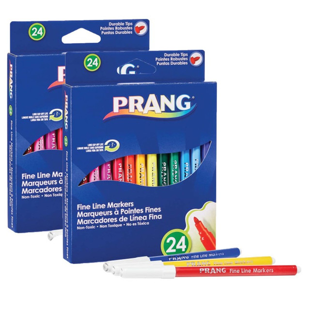 DIXON TICONDEROGA CO Prang® Classic Art Markers, Fine Line, 24 Colors Per Pack, 2 Packs