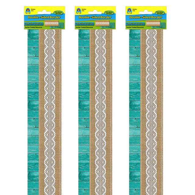 TEACHER CREATED RESOURCES Teacher Created Resources® Shabby Chic Double-Sided Border, 36 Feet Per Pack, 3 Packs