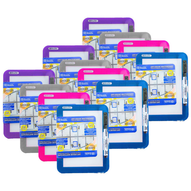 BAZIC PRODUCTS BAZIC Products® Magnetic Locker Dry Erase Board with Marker, 5" x 7", Assorted, Pack of 12