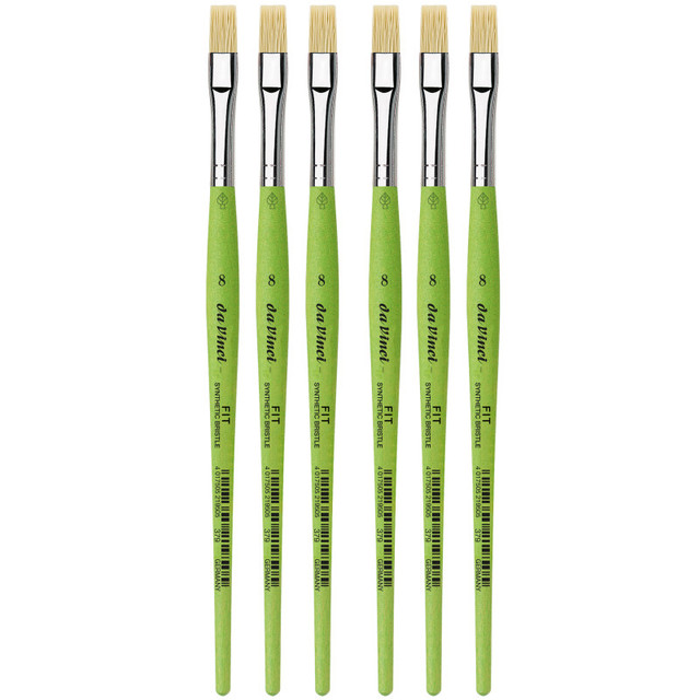 GREGORY DANIELS FINE ARTS INC da Vinci FIT Synthetics Student Brush, Synthetic, Acrylic & Oil, Flat, Series 379, Size 8, Pack of 6
