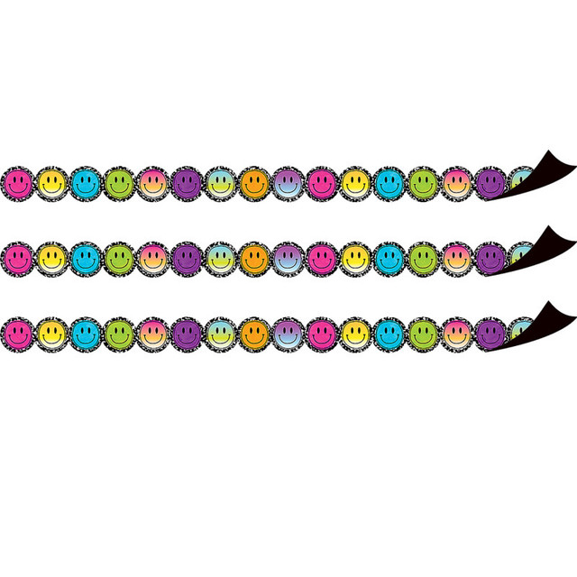 TEACHER CREATED RESOURCES Teacher Created Resources® Smiley Faces Die-Cut Magnetic Border, 24 Feet Per Pack, 3 Packs