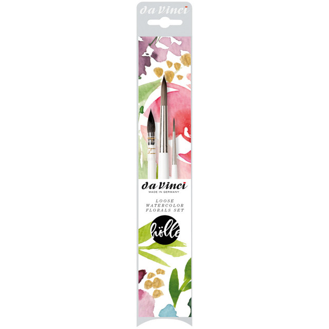 GREGORY DANIELS FINE ARTS INC da Vinci Artist Signature Collection by Frau Hölle, Watercolor Floral Brushes, Assorted, 3 Brush Set