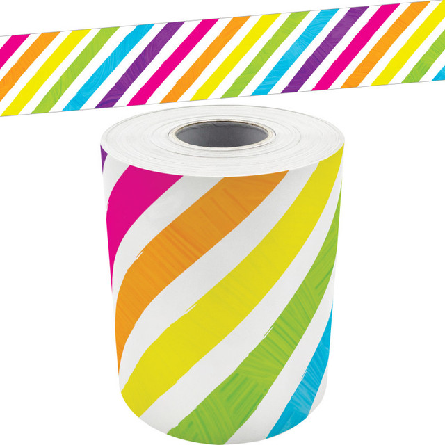 TEACHER CREATED RESOURCES Teacher Created Resources® Brights 4Ever Stripes Straight Rolled Border Trim, 50 Feet