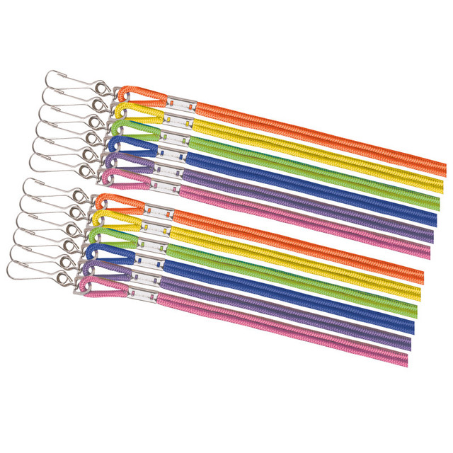 CHAMPION SPORTS Champion Sports Heavy Duty Nylon Lanyard, Assorted Neon Colors, Pack of 6