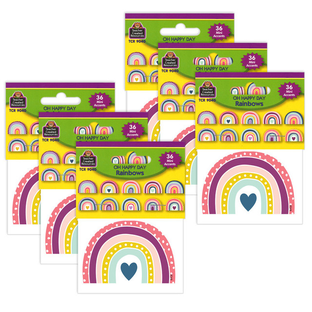 TEACHER CREATED RESOURCES Teacher Created Resources® Oh Happy Day Rainbows Mini Accents, 36 Per Pack, 6 Packs