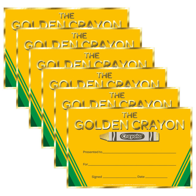 EUREKA Eureka® Crayola® Gold Crayon Recognition Award, 36 Per Pack, 6 Packs