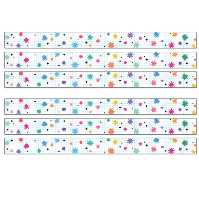 CARSON DELLOSA EDUCATION Carson Dellosa Education Happily Ever Elementary Retro Remix Bursts & Twinkles Straight Bulletin Board Borders, 36 Feet Per Pack, 6 Packs