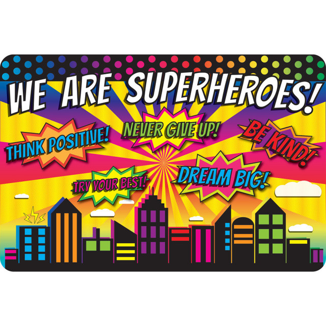 ASHLEY PRODUCTIONS Ashley Productions® The Original Fun Mat™, Welcome Mat, 15.5" x 23.5", Superhero Welcome Mat