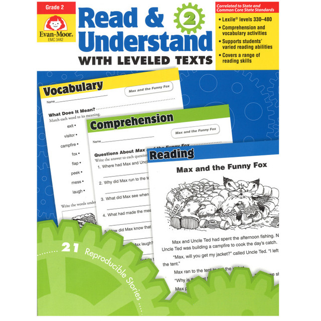 CARSON DELLOSA EDUCATION Evan-Moor Educational Publishers Read & Understand with Leveled Texts Book, Grade 2