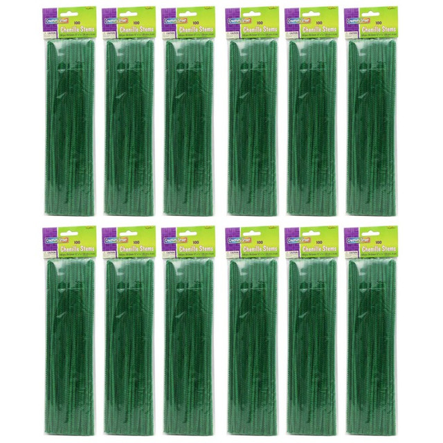 DIXON TICONDEROGA CO Creativity Street® Regular Stems, Dark Green, 12" x 4 mm, 100 Per Pack, 12 Packs