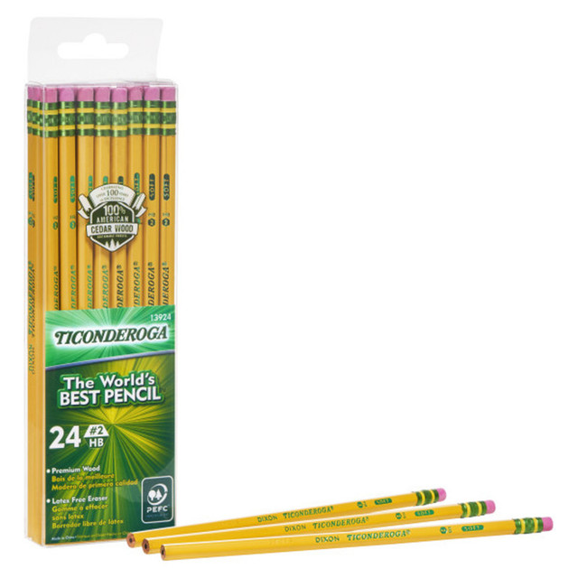 DIXON TICONDEROGA CO Ticonderoga® Pencils, #2 Soft, Yellow, Unsharpened, Pack of 24