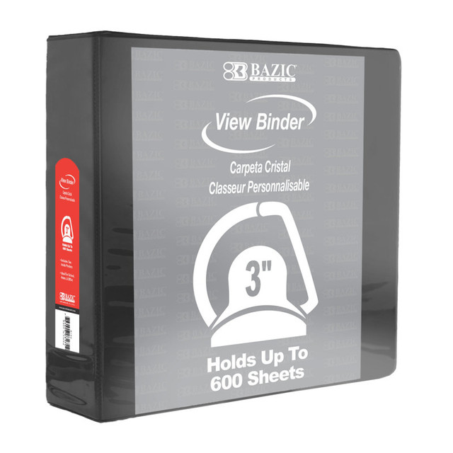 BAZIC PRODUCTS BAZIC Products® Slant D Ring View Binder with 2 Pockets, 3", Black