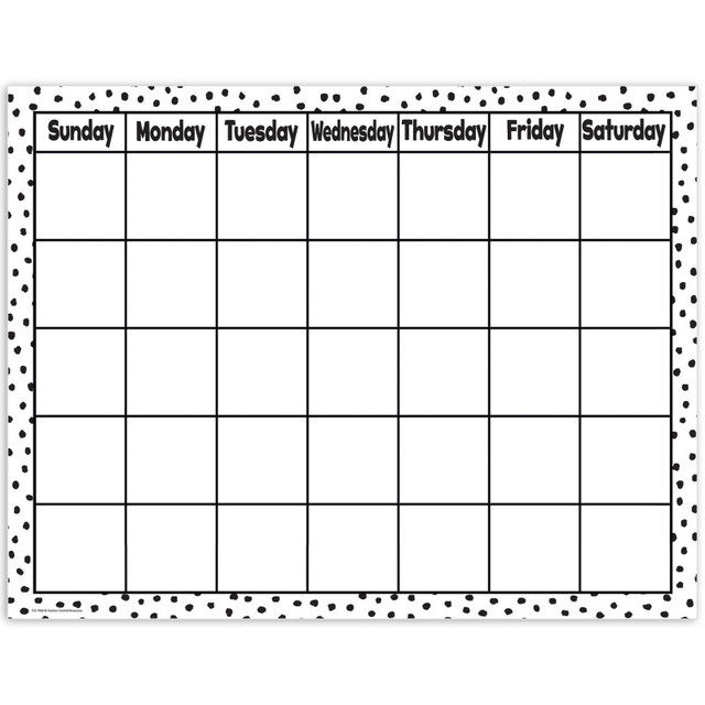 TEACHER CREATED RESOURCES Teacher Created Resources® Black Painted Dots on White Calendar Chart, 17" x 22"