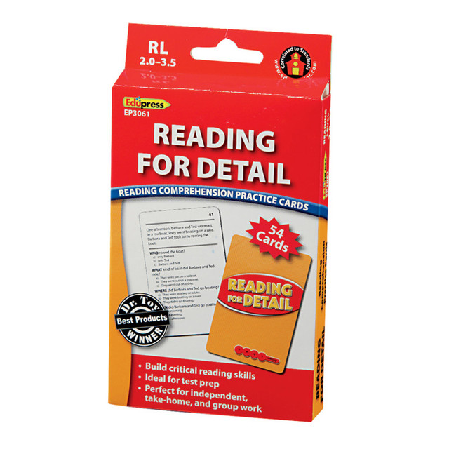 TEACHER CREATED RESOURCES Edupress™ Reading for Detail Practice Cards Red Level, Levels 2.0-3.5