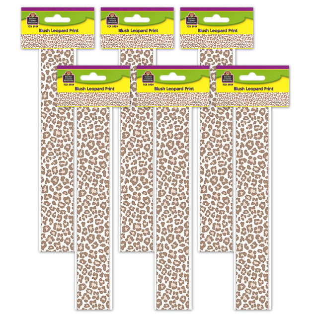 TEACHER CREATED RESOURCES Teacher Created Resources® Blush Leopard Print Straight Border Trim, 35 Feet Per Pack, 6 Packs