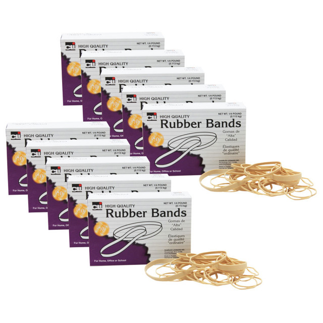 ADVANTUS Charles Leonard Rubber Bands Assorted Sizes, 1/4 lb Box, 10 Boxes