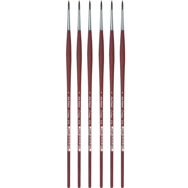 GREGORY DANIELS FINE ARTS INC da Vinci COLLEGE Student Brush, Synthetic, Acrylic & Oil, Round, Series 8730, Size 4, Pack of 6