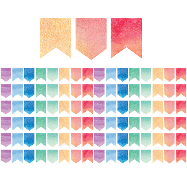 TEACHER CREATED RESOURCES Teacher Created Resources® Watercolor Pennants Die-Cut Border Trim, 35 Feet Per Pack, 6 Packs