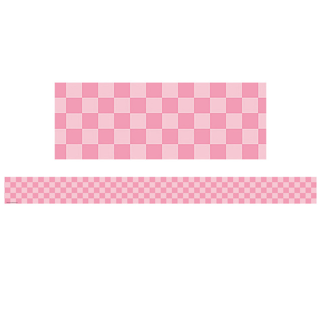 TEACHER CREATED RESOURCES Teacher Created Resources® Cool for School Pink Checkers Straight Border Trim, 35 Feet